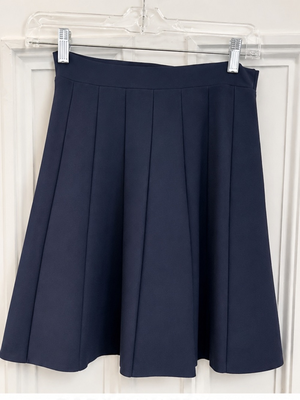 BCBGMAXAZRIA Queeny Knit Jacquard Pleated Skater Skirt Navy XS